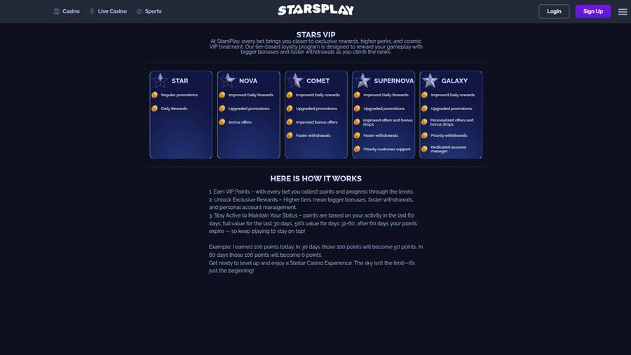 StarsPlay VIP Program