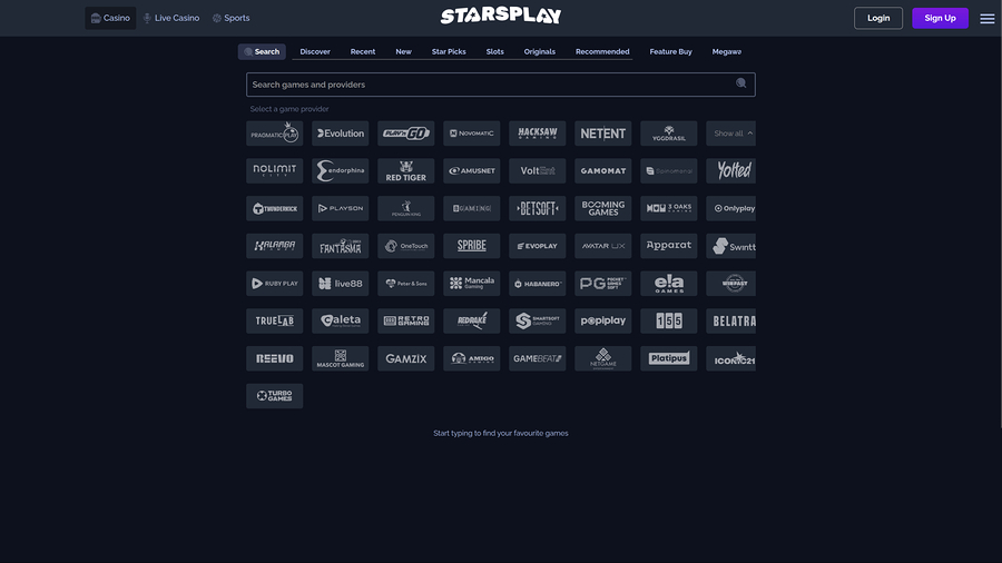 StarsPlay Casino Game Developers