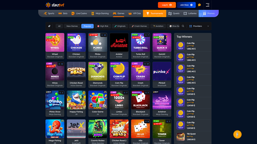 Juegos de escritorio del casino Starzbet