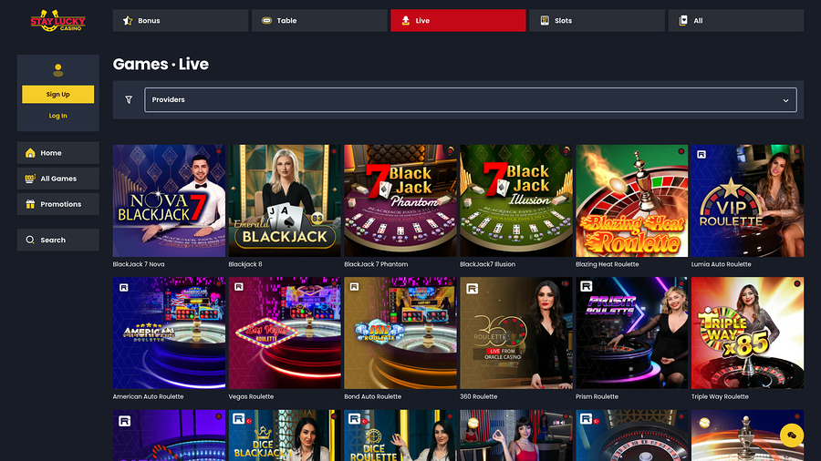 Stay Lucky Casino Live Dealer Desktop