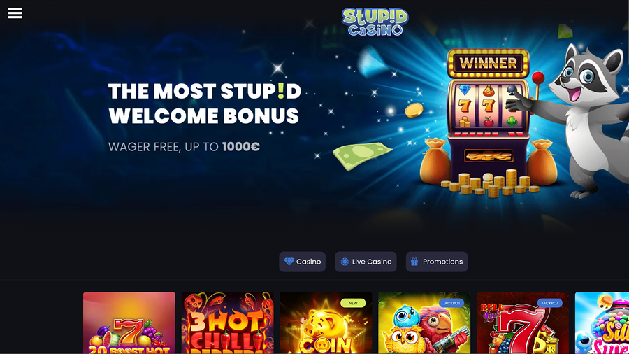 Página de inicio de escritorio de Stupid Casino