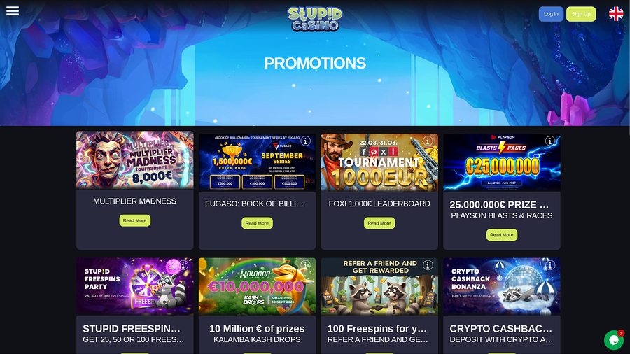 Promociones de escritorio de Stupid Casino