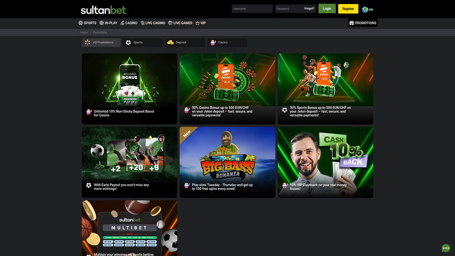 Sultanbet Casino Desktop Promotions