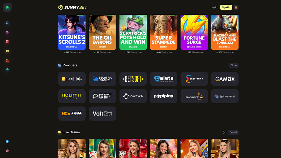 Desarrolladores de juegos de escritorio para el casino SunnyBet