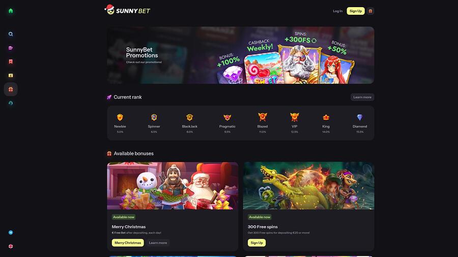 Promociones de SunnyBet Casino para escritorio