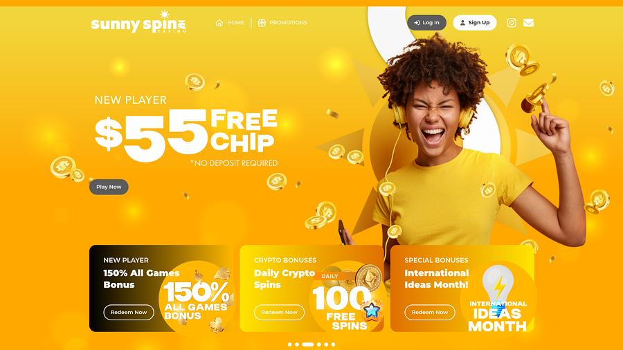 Página de inicio de Sunnyspins Casino para escritorio