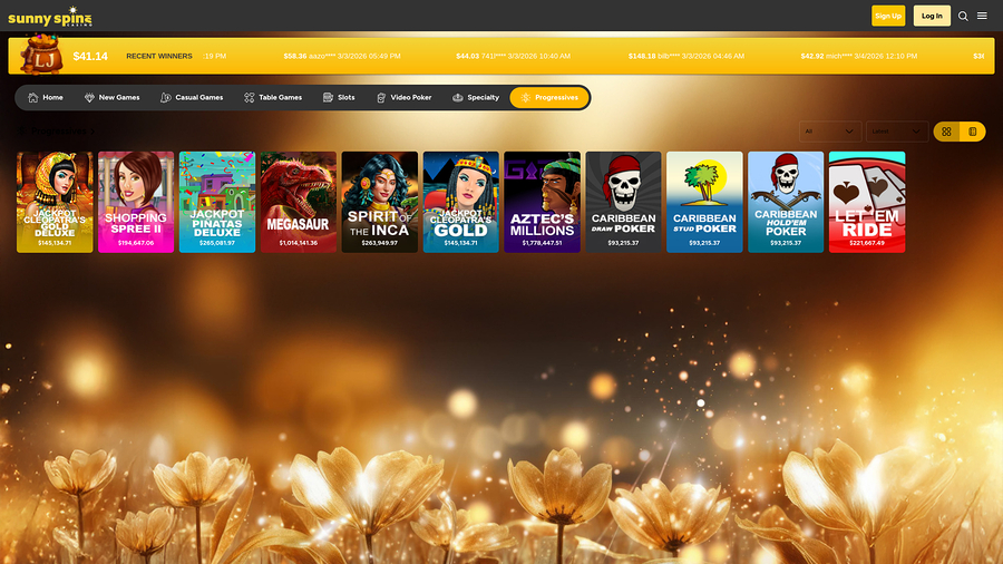 Jackpot de escritorio del casino Sunnyspins