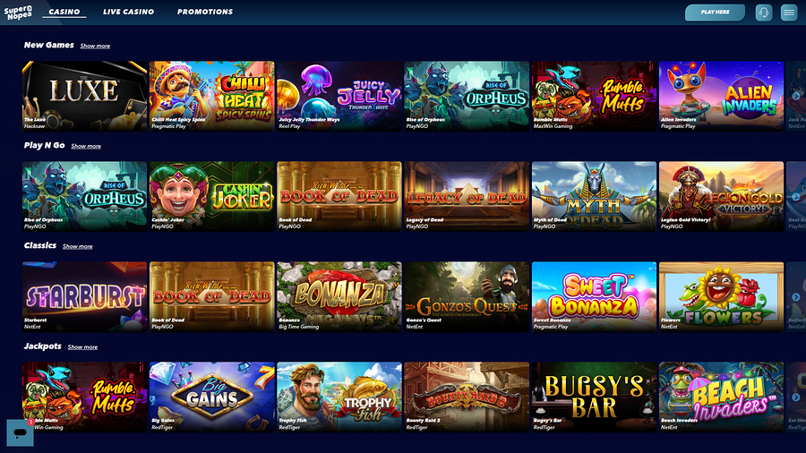 SuperNopea Casino Desktop Games
