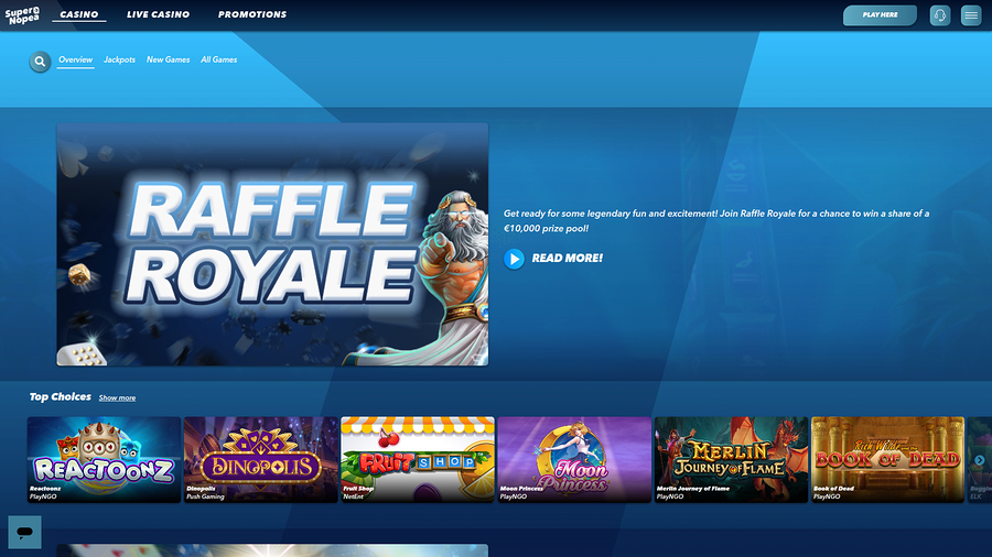 SuperNopea Casino Desktop Homepage