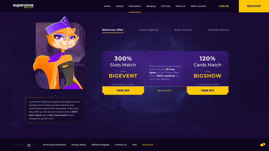 Supernova Casino Desktop Promotions