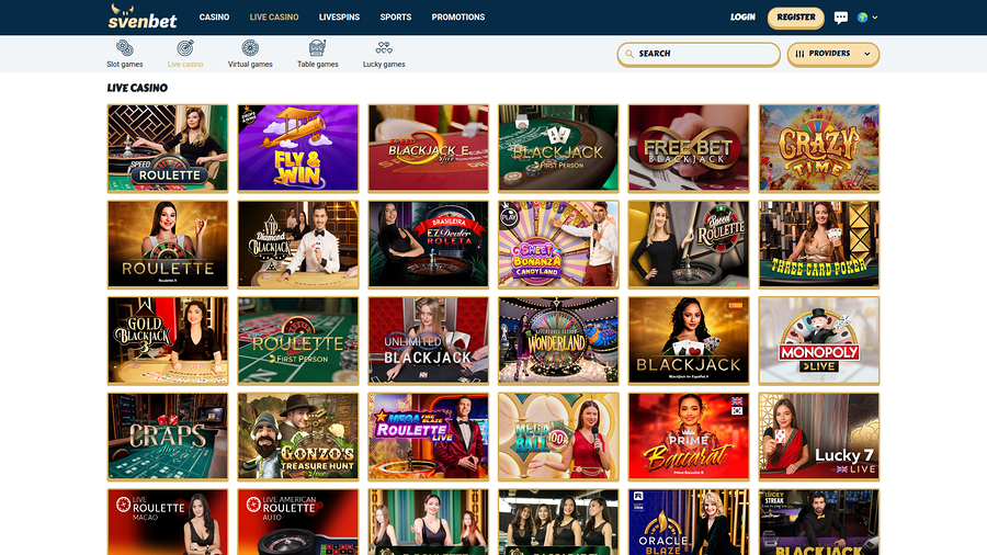 Svenbet Casino Desktop Live Dealer