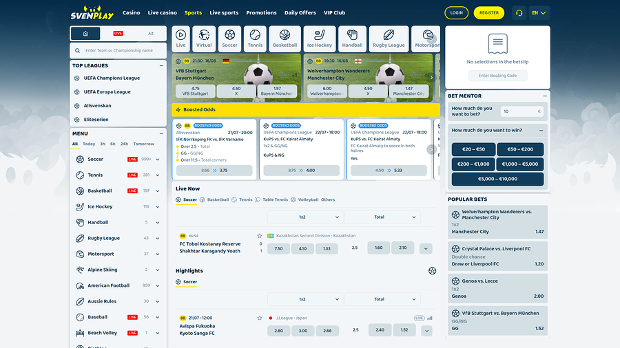SvenPlay Casino Desktop Sports