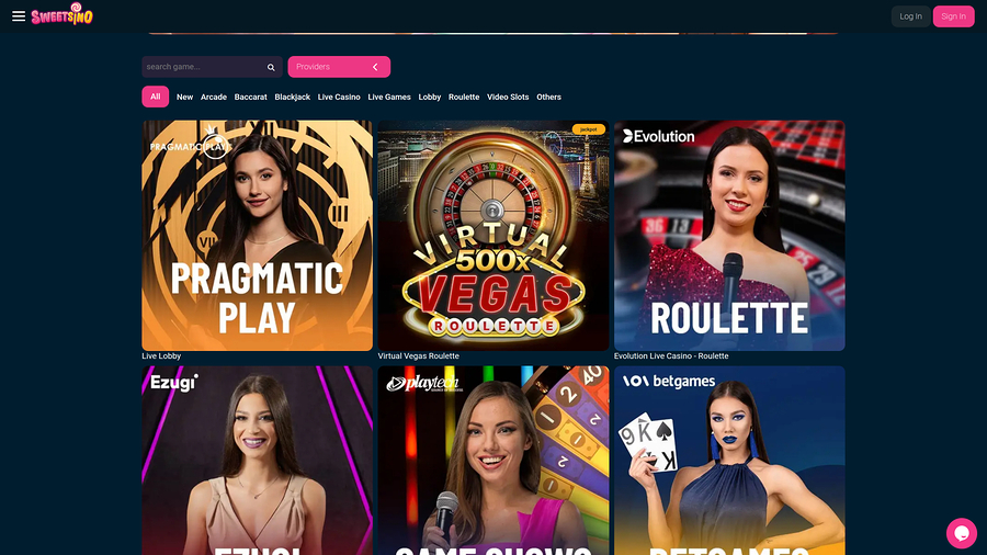 Sweetsino Live Dealer Desktop Screenshot