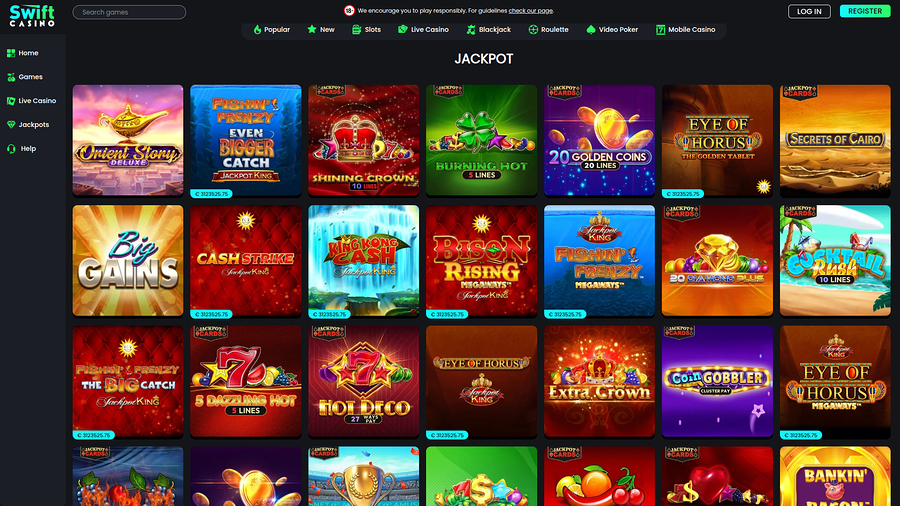 Swift Casino skrivbordsjackpott