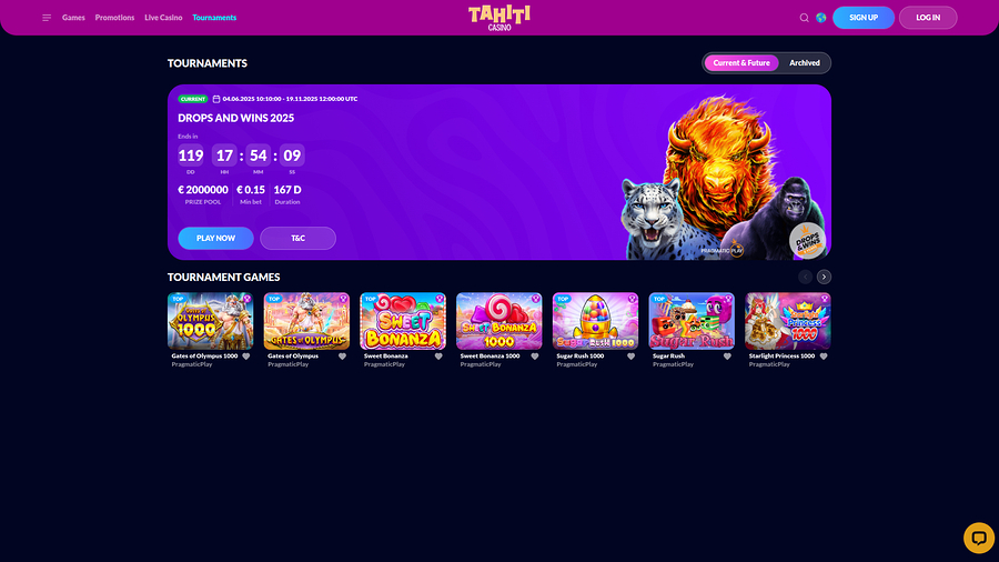 Tahiti Casino Desktop Tournaments