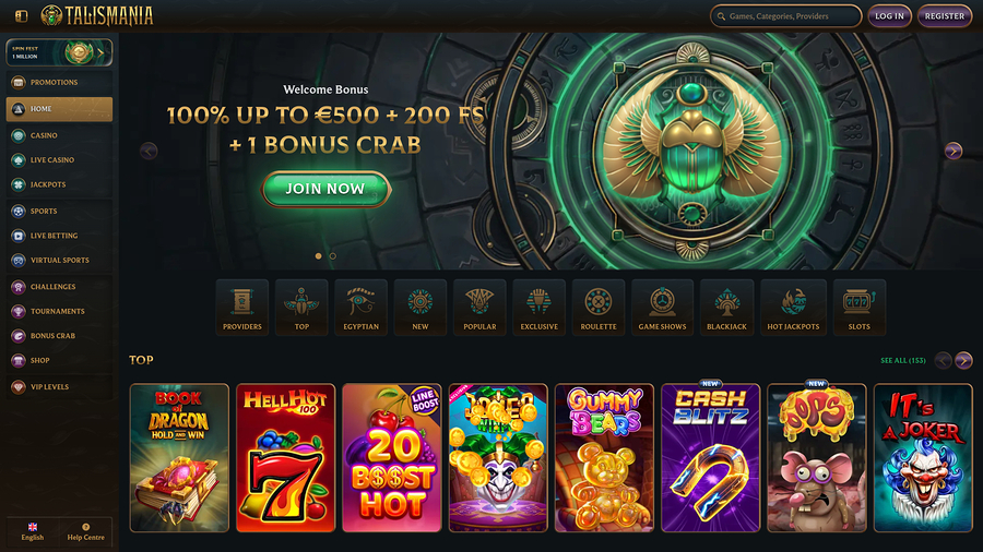 Talismania Casino Desktop Homepage