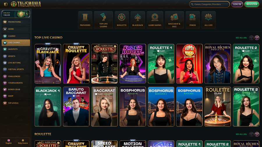Talismania Casino Desktop Live Dealer