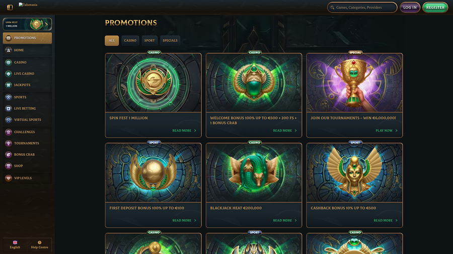 Talismania Casino Desktop Promotions