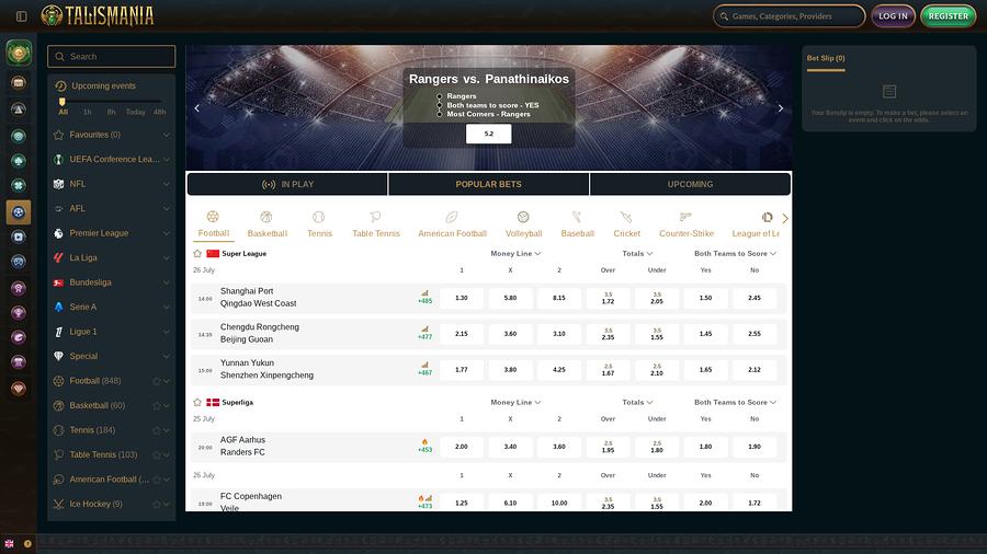 Talismania Casino Desktop Sports