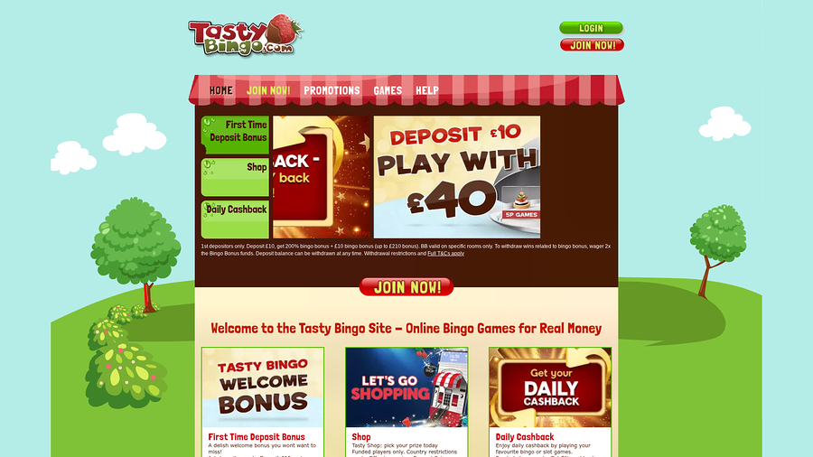 Tasty Bingo Desktop Homepage