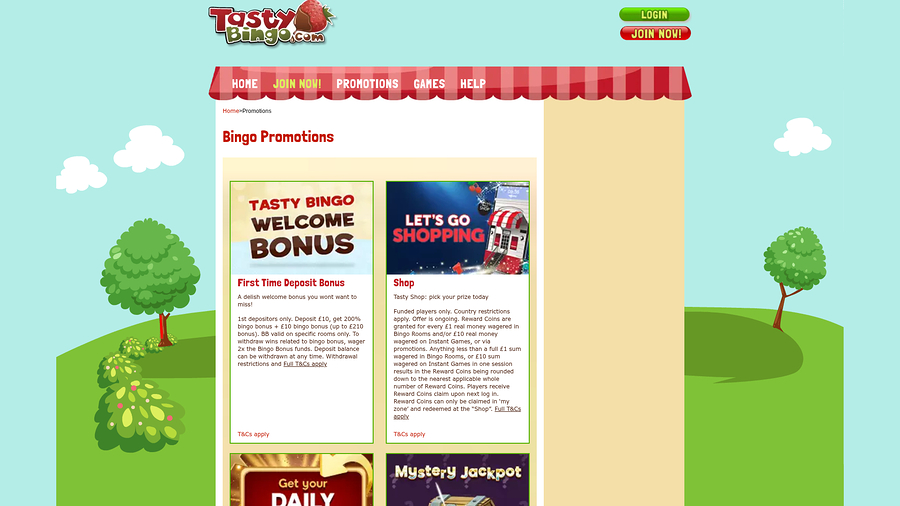 Tasty Bingo Desktop Promotions