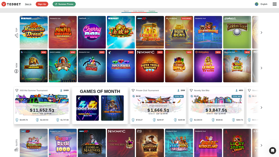 TedBet Casino Desktop Games