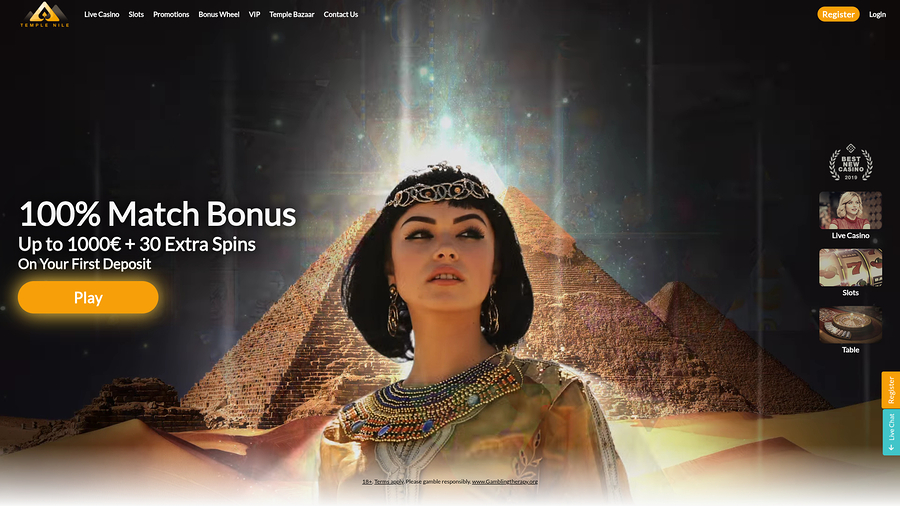 Temple Nile Casino Desktop Homepage