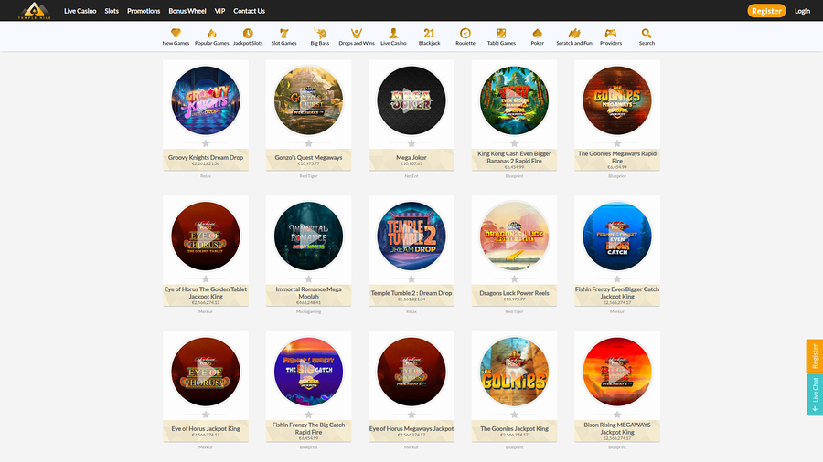 Temple Nile Casino Desktop Jackpot