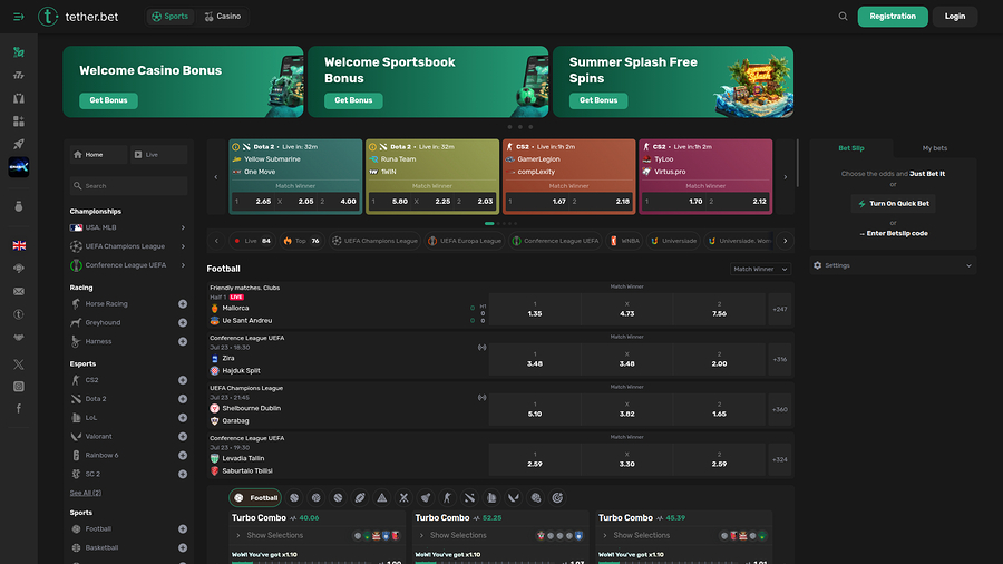 Tether Bet Casino Desktop Sports