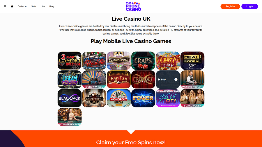 The Phone Casino Desktop Live Dealer