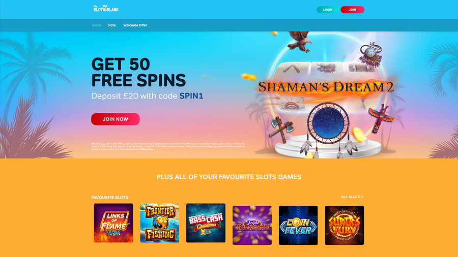 The Slots Island Casino Desktop Homepage