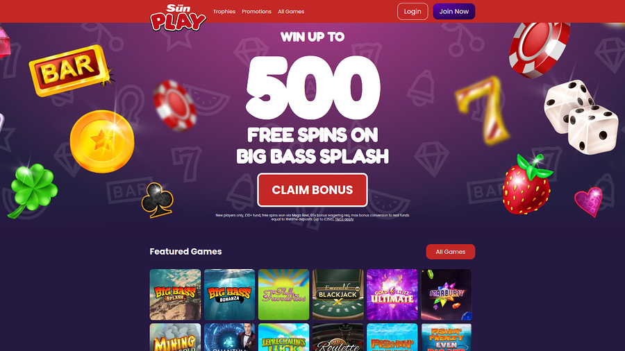 The Sun Play Casino Desktop Homepage