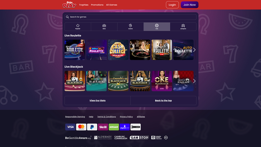 The Sun Play Casino Desktop Live Dealer