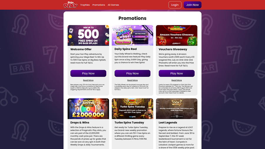The Sun Play Casino Desktop Promotions