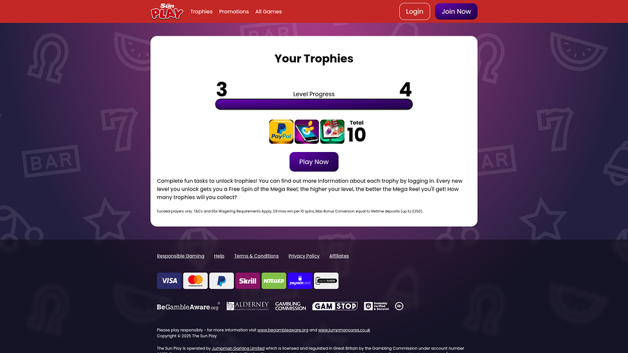 The Sun Play Casino Desktop Trophies