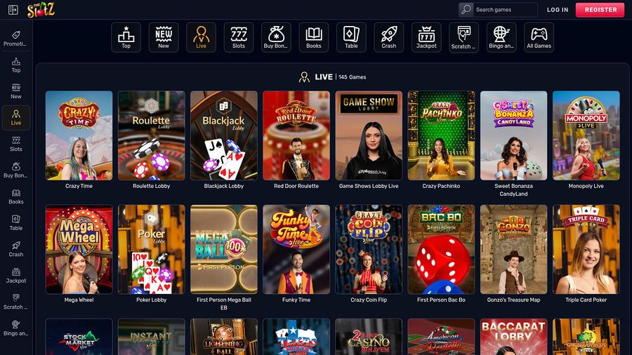 TheSlotz Casino Desktop Live Dealer