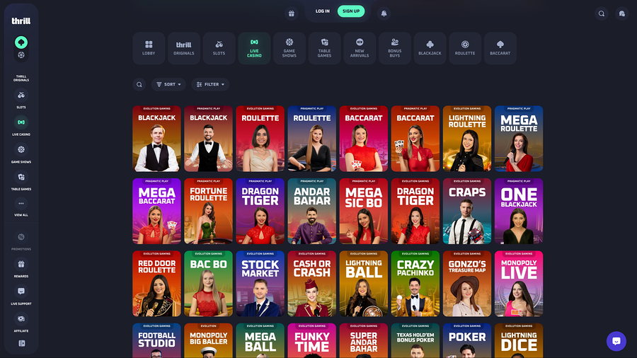 Thrill Casino Desktop Live Dealer