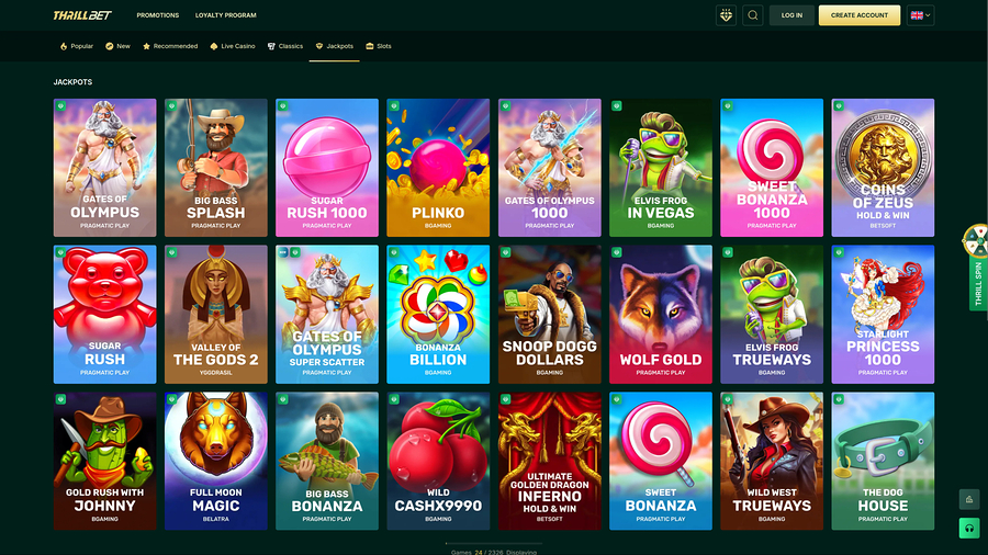 Thrillbet Casino Desktop Jackpot
