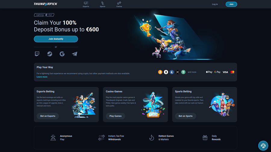 ThunderPick Casino Desktop Homepage