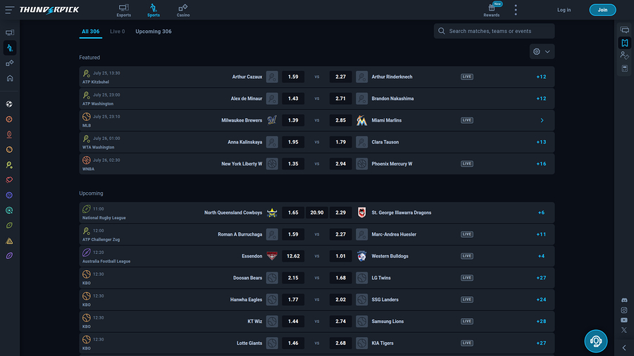 ThunderPick Casino Desktop Sports