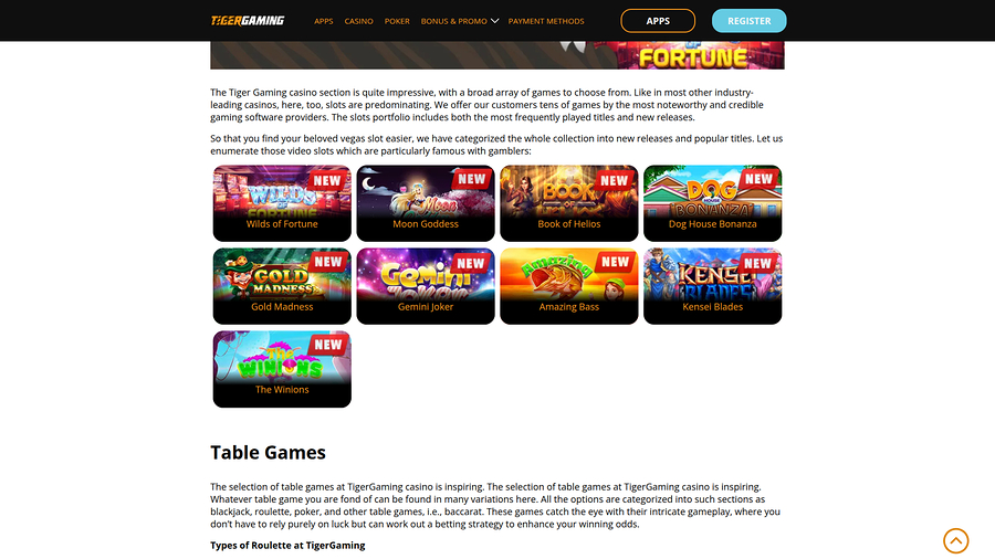 TigerGaming Casino Desktop Games
