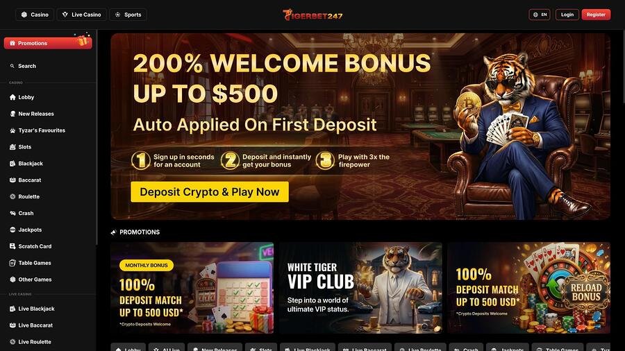Página principal del casino TigerBet247