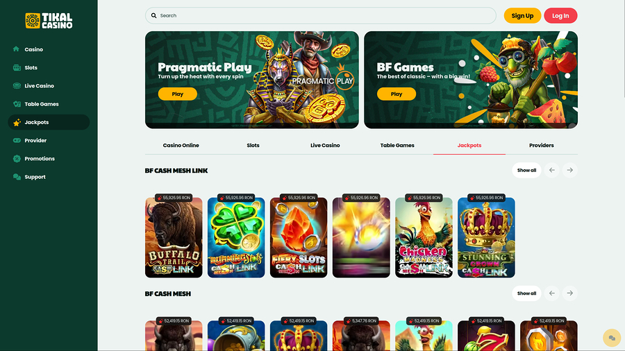 Jackpot de escritorio del casino Tikal