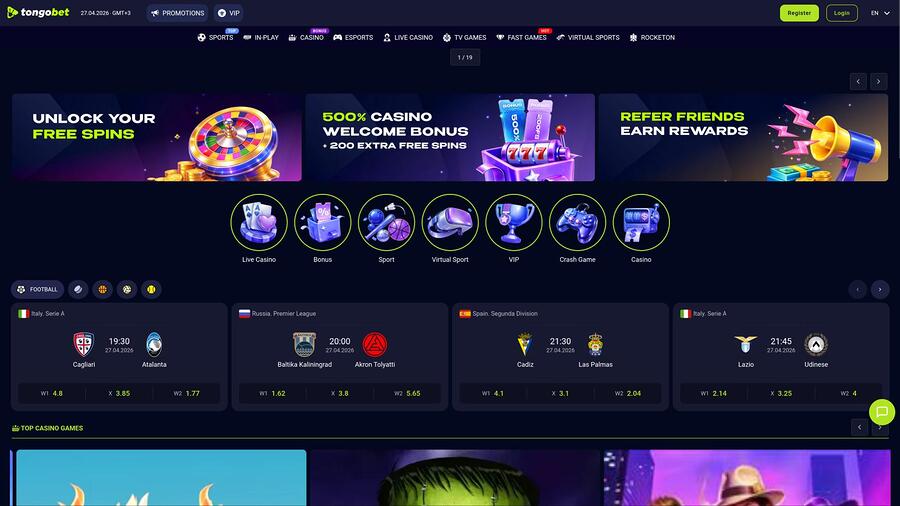 Página principal del casino TongoBet