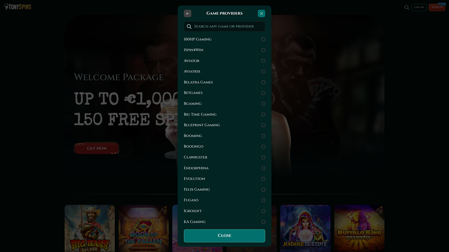 TonySpins Casino Game Developers