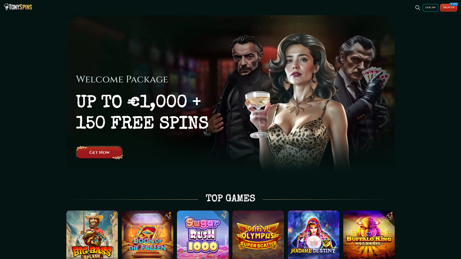 TonySpins Casino Homepage