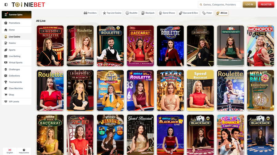 ToonieBet Casino Desktop Live Dealer