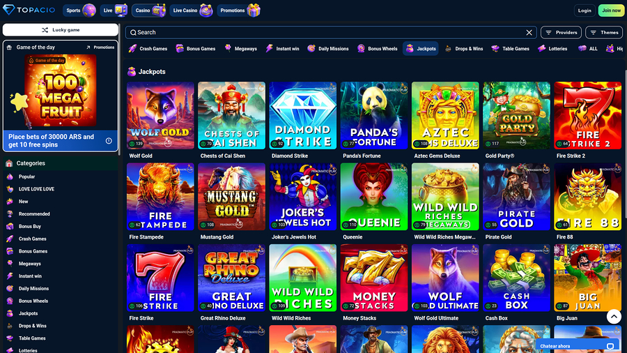 Topacio Casino Desktop Jackpot