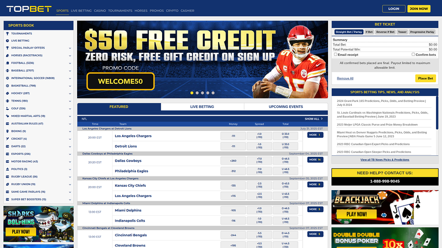 TopBet Casino Desktop Homepage