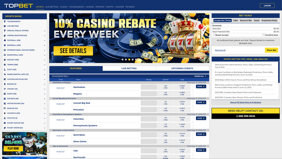 TopBet Casino Desktop Sports